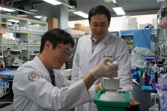 뇌연구원 연구팀이 알츠하이머 질환 환자의 혈액에서 특이적으로 증가하는 유전자의 염기서열을 분석하는 실험을 진행하고 있다.  뇌연구원 제공